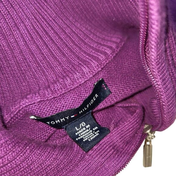Tommy Hilfiger Y2K Purple Knit Zip Up Sweater Jacket Sweatshirt Cardigan - Picture 5 of 5